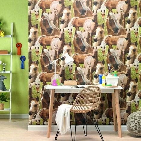 Brown Horse Horses Pony Wallpaper Kids Teens Children's Bedroom Feature Rasch 4 Brown Horse Horses Pony Wallpaper Kids Teens Children's Bedroom Feature Rasch - Image 2