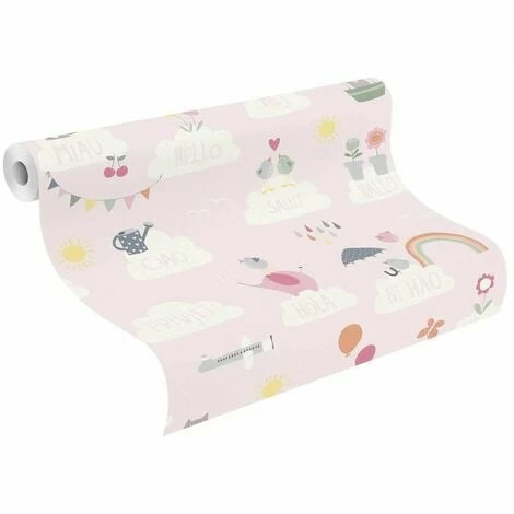 RASCH Girls Pink Wallpaper Clouds Rainbows Birds Cats Butterflies Children's Nursery 5 RASCH Girls Pink Wallpaper Clouds Rainbows Birds Cats Butterflies Children's Nursery - Image 3