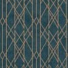Lattice Geometric Wallpaper Navy Blue Copper Metallic Shimmer Stripes Rasch -RASCH Store 12285593 1