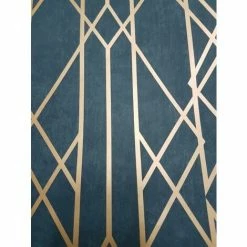 Lattice Geometric Wallpaper Navy Blue Copper Metallic Shimmer Stripes Rasch -RASCH Store 12285593 4