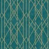 Lattice Geometric Wallpaper Teal Gold Metallic Shimmer Stripes Lines Rasch -RASCH Store 12285601 1