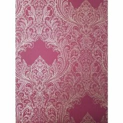 Pink Gold Damask Wallpaper Glitter Suede Effect Floral Leaf Retro Rasch Incanto
