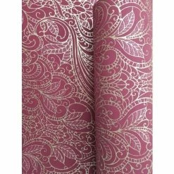 Pink Gold Damask Wallpaper Glitter Suede Effect Floral Leaf Retro Rasch Incanto -RASCH Store 14080641 3