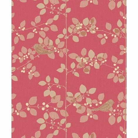 Rasch Tree Blossom Floral Wallpaper Red Gold Beige Metallic Birds Branch Leaf Rasch Tree Blossom Floral Wallpaper Red Gold Beige Metallic Birds Branch Leaf -RASCH Store 14080642 1