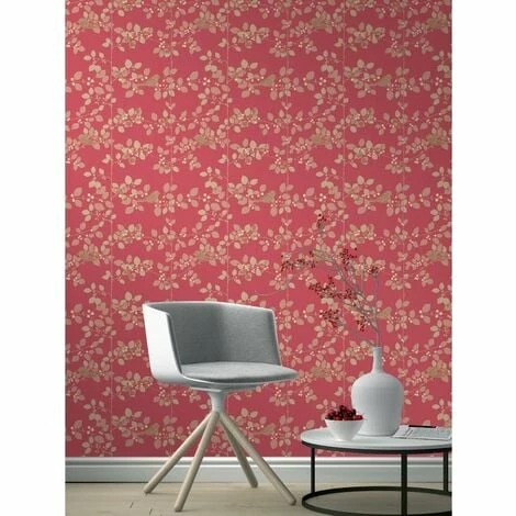 Rasch Tree Blossom Floral Wallpaper Red Gold Beige Metallic Birds Branch Leaf Rasch Tree Blossom Floral Wallpaper Red Gold Beige Metallic Birds Branch Leaf -RASCH Store 14080642 2