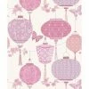 Butterfly Chinese Lanterns Oriental Wallpaper Pink Pearl Silver Metallic Rasch -RASCH Store 14116712 1