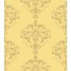 Rasch Marlow Damask Wallpaper Yellow Gold Metallic Shimmer Floral Ornamental