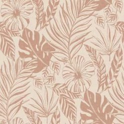 Rasch Jungle Leaf Wallpaper Blush Pink Rose Gold Metallic Botanical Tropical