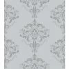 Rasch Marlow Damask Wallpaper Grey Silver Metallic Shimmer Floral Ornamental
