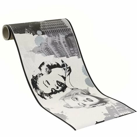 Marilyn Monroe Style Rasch Wallpaper Border White Black Silver New York 4 Marilyn Monroe Style Rasch Wallpaper Border White Black Silver New York - Image 2