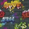 New BLACK GRAFFITI BRICK EFFECT FEATURE TEENAGE,KIDS ROOM WALLPAPER Rasch