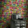 Rasch Brick Wall Multicolour Neon Colour Splash Bricks Feature Kids Wallpaper -RASCH Store 29316725 1