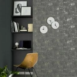 Rasch Industrial Concrete Brick Wall Charcoal Distressed Metallic Wallpaper