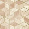 Rasch Geometric Marble Squares Blush Pink Rose Gold Metallic Cubes Wallpaper