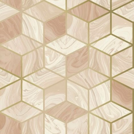 Rasch Geometric Marble Squares Blush Pink Rose Gold Metallic Cubes Wallpaper 3 Rasch Geometric Marble Squares Blush Pink Rose Gold Metallic Cubes Wallpaper