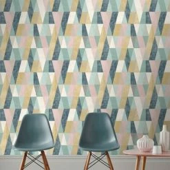 Vertex Geometric Wallpaper Rasch Pink Yellow Grey Teal Metallic Triangle 4 Vertex Geometric Wallpaper Rasch Pink Yellow Grey Teal Metallic Triangle -RASCH Store 29678753 3