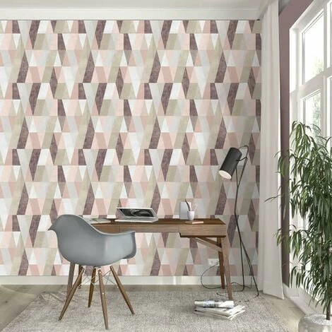 Vertex Geometric Wallpaper Rasch Pink Purple Grey Silver Metallic Triangle 4 Vertex Geometric Wallpaper Rasch Pink Purple Grey Silver Metallic Triangle - Image 2