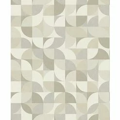 Rasch Geometric Grey White Vinyl Wallpaper