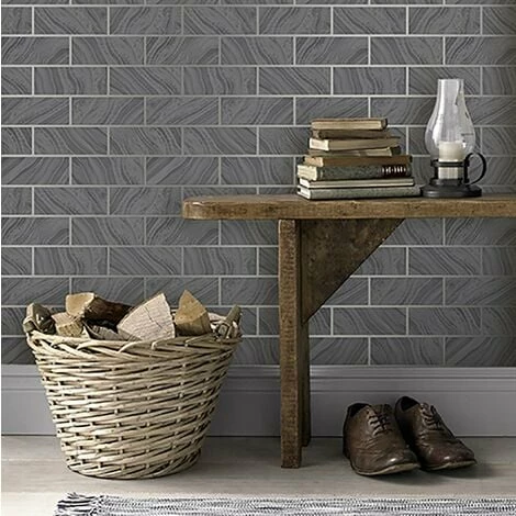 Glitter Brick Effect Wallpaper Rasch Charcoal Silver Textured Metallic Vinyl Glitter Brick Effect Wallpaper Rasch Charcoal Silver Textured Metallic Vinyl -RASCH Store 30812846 2
