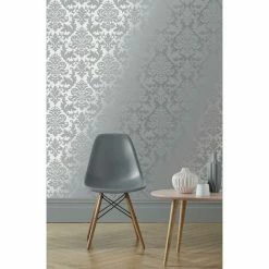Rasch Platina Metallized Damask Grey Silver Textured Wallpaper -RASCH Store 30812851 3