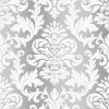 Rasch Platina Metallized Damask Silver White Textured Wallpaper -RASCH Store 30812857 1