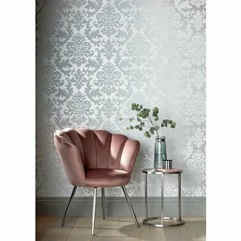 Rasch Platina Metallized Damask Silver White Textured Wallpaper 6 Rasch Platina Metallized Damask Silver White Textured Wallpaper - Image 4