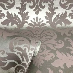 Rasch Platina Metallized Damask Rose Gold Textured Wallpaper -RASCH Store 30812858 2