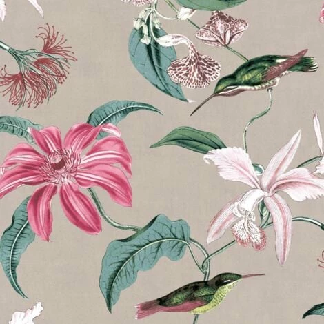 Rasch Metallized Tropique Hummingbird Gold Pink Blue Metallic Wallpaper Rasch Metallized Tropique Hummingbird Gold Pink Blue Metallic Wallpaper -RASCH Store 30812861 2