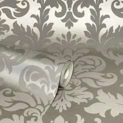 Rasch Platina Metallized Damask Taupe Gold Textured Wallpaper -RASCH Store 30812872 2