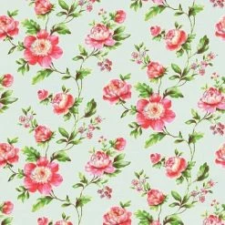Floral Shabby Chic Wallpaper Rasch Duck Egg Blue Pink Textured Vinyl