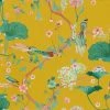 RASCH Oriental Wallpaper Chinese Garden Textured Heavy Duty Vinyl Feature Wall Yellow