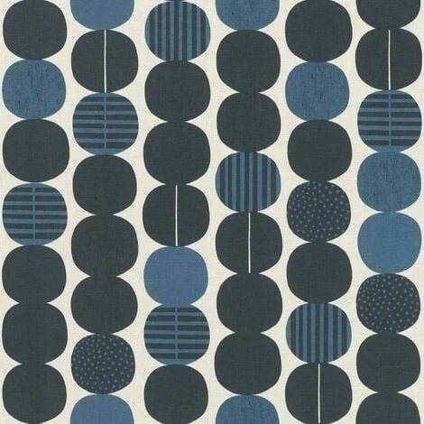 RASCH Retro Circles Wallpaper Navy And Cream Textured Vinyl Feature Wall 3 RASCH Retro Circles Wallpaper Navy And Cream Textured Vinyl Feature Wall