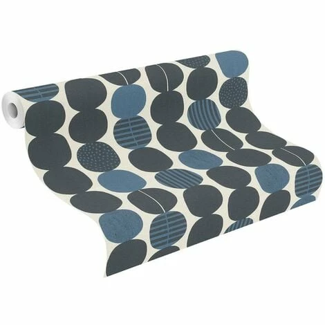 RASCH Retro Circles Wallpaper Navy And Cream Textured Vinyl Feature Wall 4 RASCH Retro Circles Wallpaper Navy And Cream Textured Vinyl Feature Wall - Image 2