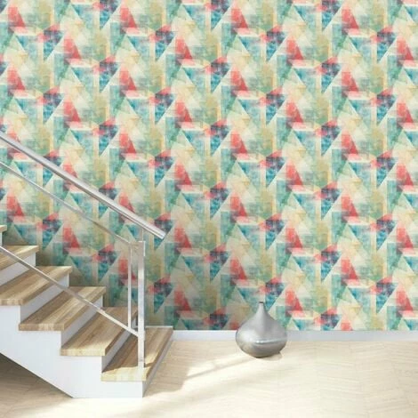 RASCH Linares Triangles Geometric Wallpaper Multicolour Textured Vinyl Feature Wall RASCH Linares Triangles Geometric Wallpaper Multicolour Textured Vinyl Feature Wall -RASCH Store 33535500 1