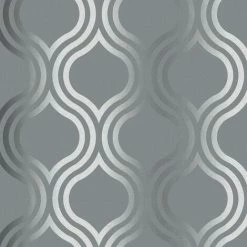 Silver Trellis Platina Wallpaper Rasch Metallic Textured Vinyl Grey