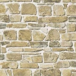 Rasch Brick Wall Pattern Faux Effect Realistic Mural Textured Vinyl Wallpaper (Beige 265606)