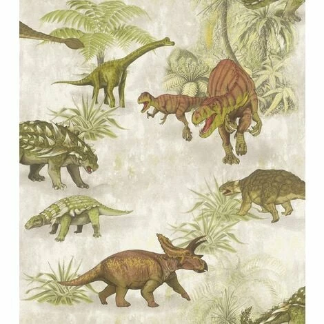 Rasch Kids Jurrasic Dinosaurs Wallpaper - Green / Brown - 212808 3 Rasch Kids Jurrasic Dinosaurs Wallpaper - Green / Brown - 212808