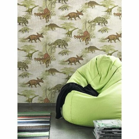 Rasch Kids Jurrasic Dinosaurs Wallpaper - Green / Brown - 212808 4 Rasch Kids Jurrasic Dinosaurs Wallpaper - Green / Brown - 212808 - Image 2