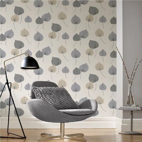 Rasch Vermont 308228 Retro Wallpaper with Vintage 70s Graphic Leaves Beige Grey Neutral Rasch Vermont 308228 Retro Wallpaper With Vintage 70s Graphic Leaves Beige Grey Neutral -RASCH Store 33961262 2