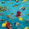 Rasch Tropical Ocean Fish And Turtles Sealife Theme Wallpaper - Blue - 310405