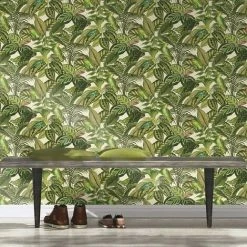 Rasch Tropical Exotic Parrot Bird Jungle Palm Leaf Wallpaper Green Cream 439533 -RASCH Store 33961271 2
