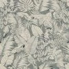 Rasch Madagascar Tropical Parrot Bird Palm Leaf Texture Grey Wallpaper 447835