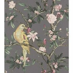 Rasch Wallpaper 543346 Exotic Bird Dark Grey/Multi