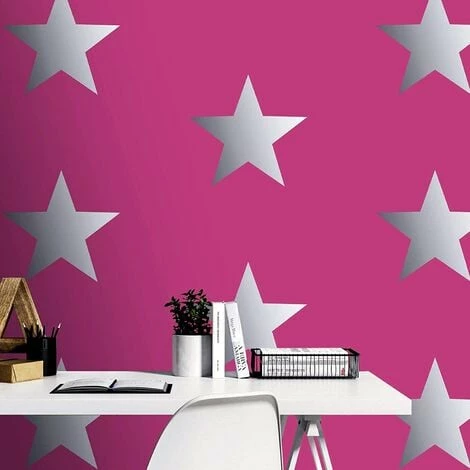 Rasch Portfolio XII Metallic Stars Wallpaper Pink/Silver Rasch 248180 4 Rasch Portfolio XII Metallic Stars Wallpaper Pink/Silver Rasch 248180 - Image 2