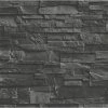 Rasch Slate Brick 3D Effect Brick Slate Pattern Wallpaper - Black - 475036