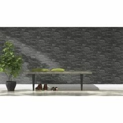 Rasch Slate Brick 3D Effect Brick Slate Pattern Wallpaper - Black - 475036 3 Rasch Slate Brick 3D Effect Brick Slate Pattern Wallpaper - Black - 475036 -RASCH Store 33961316 2