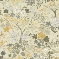 RASCH Beige And Orche Floral Wallpaper Botanical Smooth Finish Feature Wall