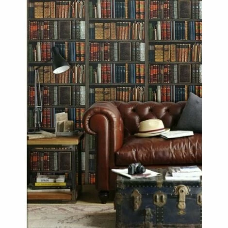 Bookcase Wallpaper Books Library Vintage Antique Shelves Multicoloured Rasch 5 Bookcase Wallpaper Books Library Vintage Antique Shelves Multicoloured Rasch - Image 3