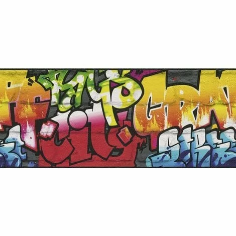 RASCH Graffiti Wallpaper Border Brick Effect Urban Modern Dark Grey Multi Coloured 3 RASCH Graffiti Wallpaper Border Brick Effect Urban Modern Dark Grey Multi Coloured