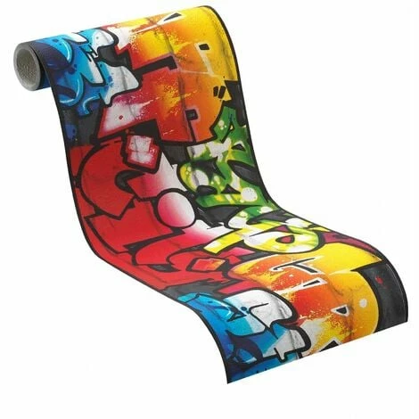RASCH Graffiti Wallpaper Border Brick Effect Urban Modern Dark Grey Multi Coloured 4 RASCH Graffiti Wallpaper Border Brick Effect Urban Modern Dark Grey Multi Coloured - Image 2